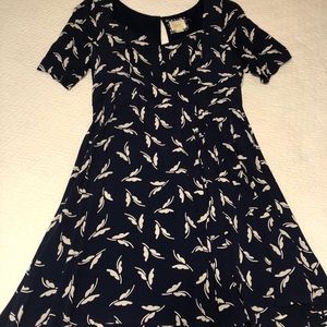 Anthropologie Maeve 1940s style navy dress